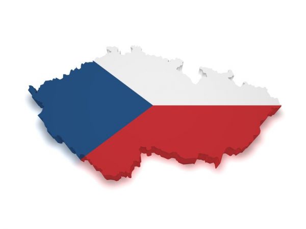 Obrys Republiki Czeskiej w barwach flagi Państwa